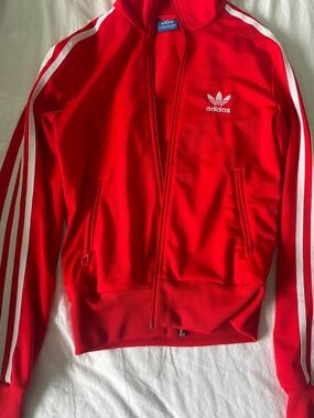 adidas Red Zip-Up Trefoil Warmup Jacket